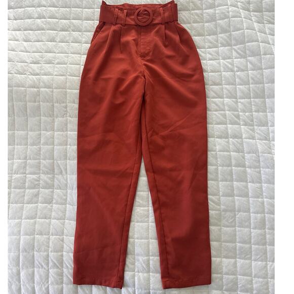IDEM DITTO Womens Pants Rust Orange High Waisted Tapered Leg Trouser Career | S - Picture 1 of 12